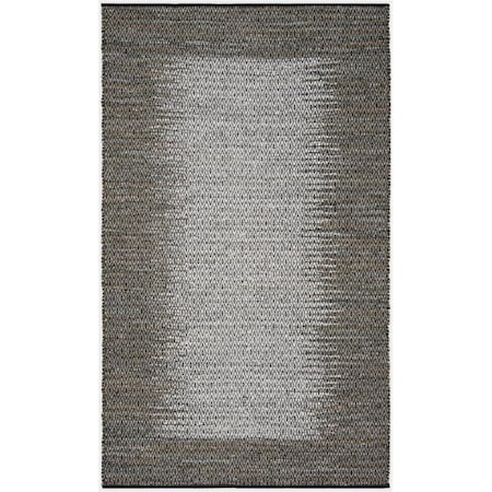 Flowers First 5 x 8 ft. Vintage Leather Hand Woven Rug, Light Grey & Grey - Medium Rectangle FL1892408